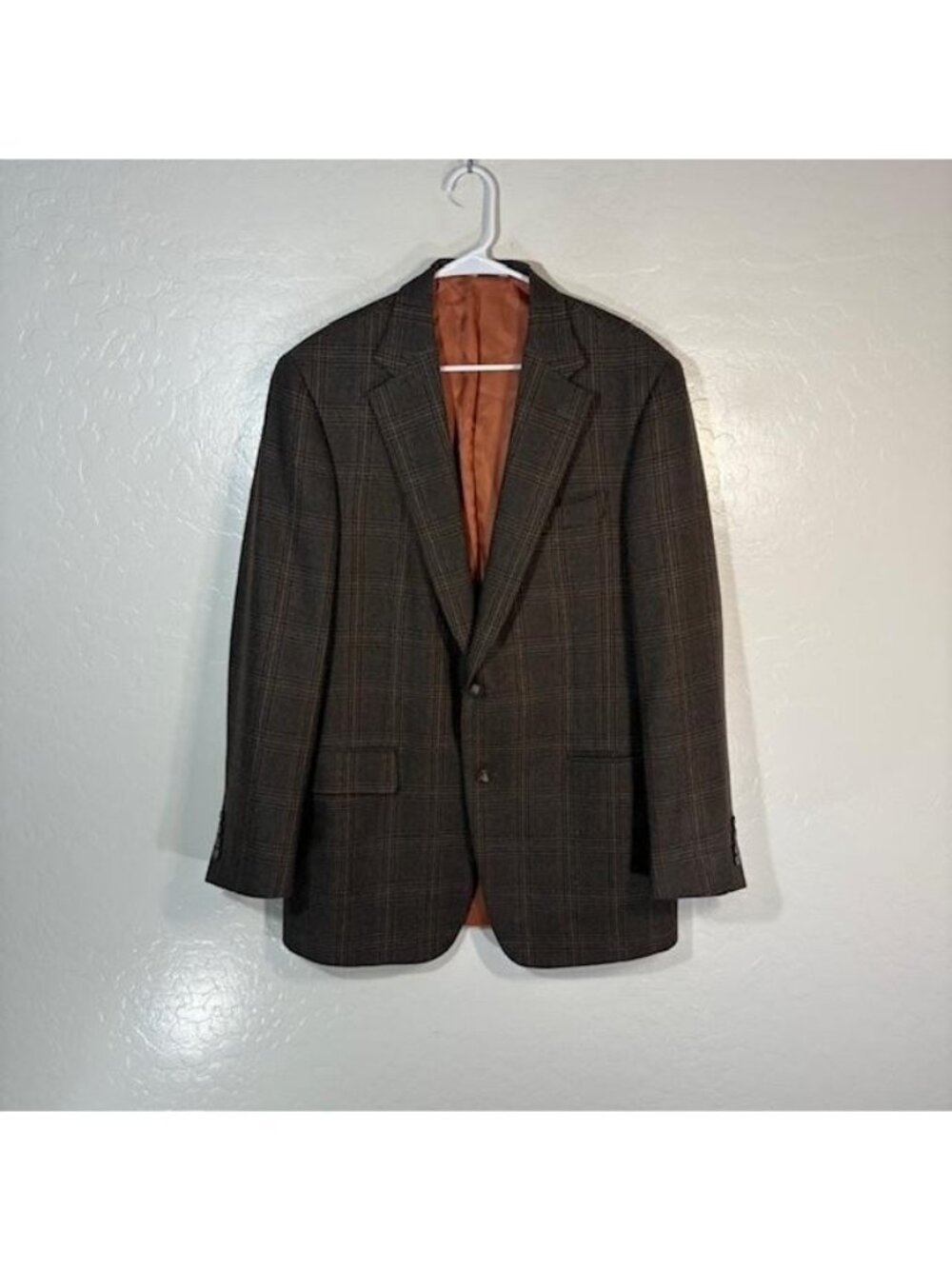 Samuelsohn Blazer Mens 42 Long Brown Plaid Wool Tweed Greenwich Sport Coat